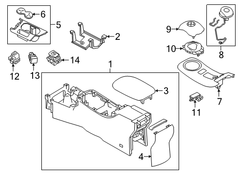 2019 Nissan Leaf Center Console Insert Cup Holder Diagram for 96975-5SA0A