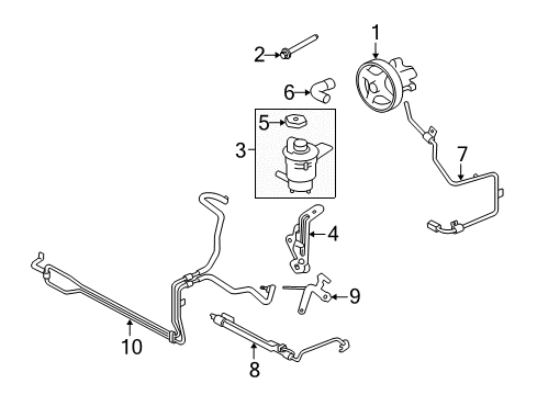 2010 Ford Mustang P/S Pump & Hoses, Steering Gear & Linkage Reservoir Bracket Diagram for 7R3Z-3490-A