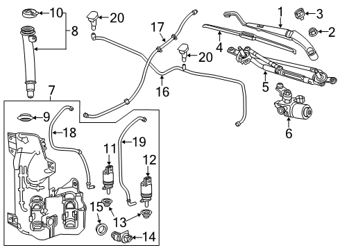 2021 Cadillac XT4 Wipers Rear Motor Diagram for 84615755