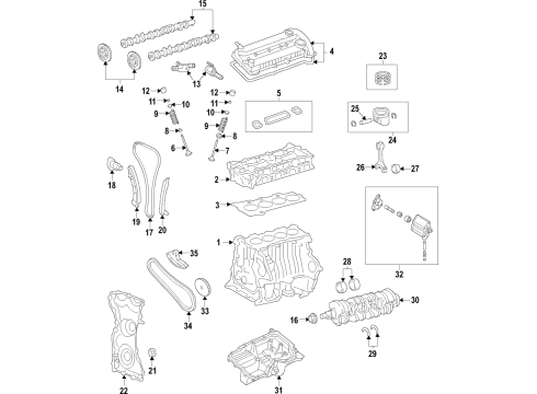 2019 Ford Transit Connect Engine Parts, Mounts, Cylinder Head & Valves, Camshaft & Timing, Variable Valve Timing, Oil Cooler, Oil Pan, Oil Pump, Crankshaft & Bearings, Pistons, Rings & Bearings Pulley Diagram for JX6Z-6312-B