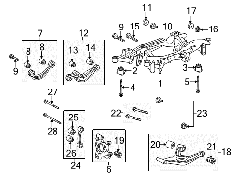 2014 Buick LaCrosse Rear Suspension Components, Lower Control Arm, Upper Control Arm, Stabilizer Bar Bushing Asm-Rear Suspension Lower Control Arm Diagram for 20921465