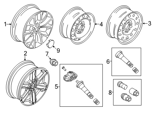 2020 Ford Expedition Wheels Wheel, Alloy Diagram for JL1Z-1007-H