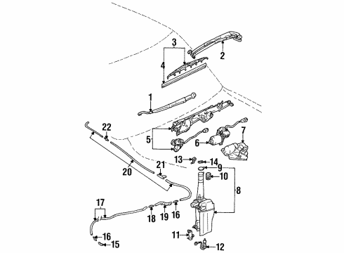 1998 Lexus LS400 Wiper & Washer Components Filler Cap Diagram for 85316-33050