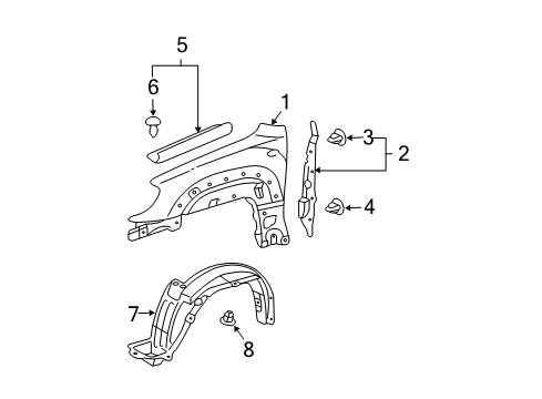 2004 Toyota 4Runner Fender & Components Seal Diagram for 53388-35010