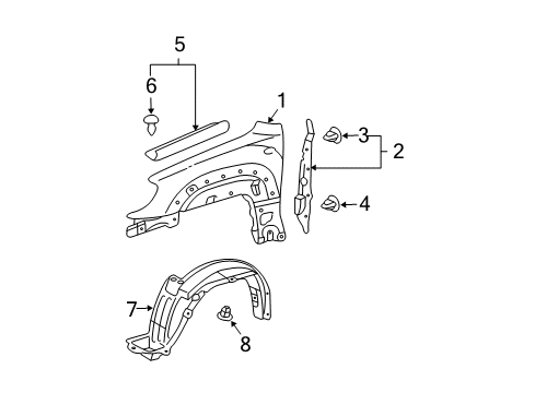 2007 Toyota 4Runner Fender & Components Fender Liner Diagram for 53875-35100