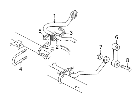 1997 GMC Jimmy Stabilizer Bar & Components - Rear Shaft, Rear Stabilizer Diagram for 15957475