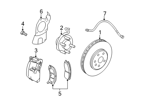 2007 Cadillac STS Front Brakes Splash Shield Diagram for 89060204