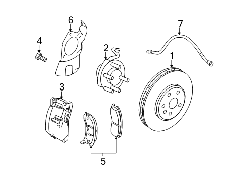 2007 Cadillac STS Front Brakes Sheild, Front Brake Diagram for 89060207