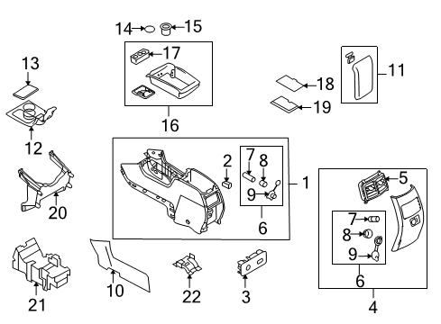 2007 Lincoln MKX Console Console Panel Diagram for 7A1Z-7806202-A