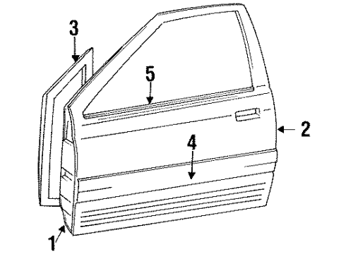 1992 Nissan NX Door & Components, Exterior Trim Moulding Assy-Front Door Outside, LH Diagram for 80821-61Y11