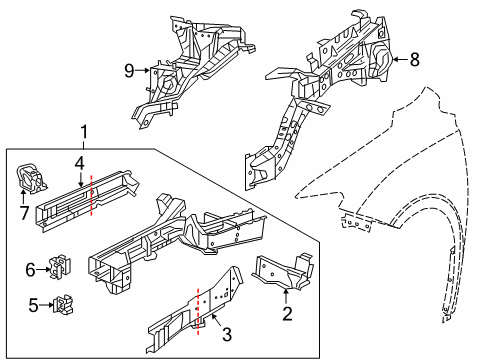 2021 Chrysler Pacifica Structural Components & Rails REINFMNT-Fender Diagram for 68243604AA