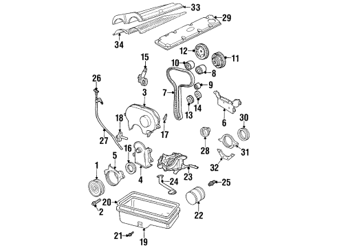 2000 Ford Escort Engine Parts, Mounts, Cylinder Head & Valves, Camshaft & Timing, Oil Pan, Oil Pump, Crankshaft & Bearings, Pistons, Rings & Bearings Damper & Pulley Bolt Diagram for F5RZ-6A340-A