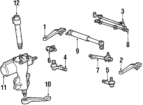 1984 Toyota Land Cruiser P/S Pump & Hoses, Steering Gear & Linkage End Diagram for 45046-60H05