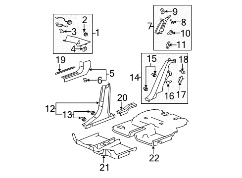 2009 Saturn Aura Interior Trim - Pillars, Rocker & Floor Lock Pillar Trim Diagram for 25946441