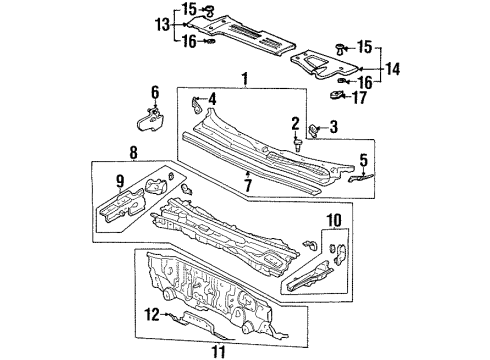 1998 Acura CL Cowl Dashboard (Lower) Diagram for 61500-SS8-A00ZZ