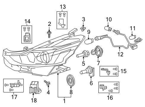2016 Toyota Prius V Headlamps Composite Assembly Diagram for 81070-47670