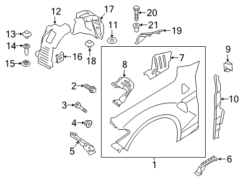 2022 Alfa Romeo Giulia Fender & Components Nut-Hexagon Diagram for 68201478AA