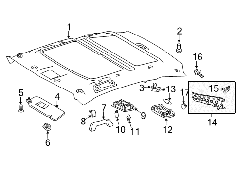 2013 Scion tC Bulbs Sunvisor Holder Diagram for 74348-33040-B2