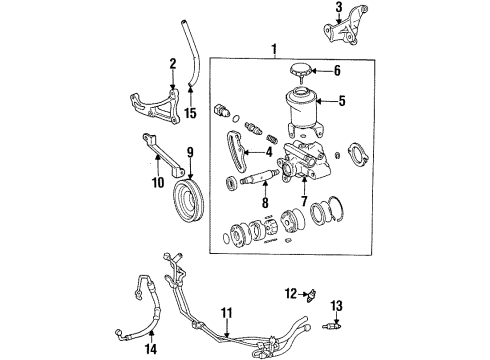 Diagram for 1995 Toyota T100 P/S Pump & Hoses, Steering Gear & Linkage 
