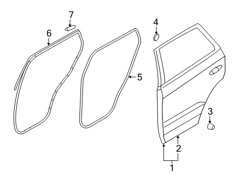 2011 Hyundai Santa Fe Rear Door Weatherstrip-Rear Door Body Side LH Diagram for 83110-0W002-CA