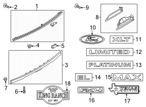 2020 Ford Expedition Exterior Trim - Lift Gate Trim Molding Diagram for JL1Z-7843400-A