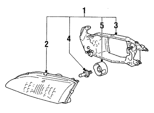 1992 Toyota Paseo Headlamps Passenger Side Headlight Unit Assembly Diagram for 81130-16531