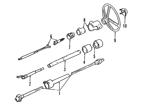 1999 GMC K1500 Suburban Steering Column, Steering Wheel & Trim Column Asm, Steering Diagram for 26083609