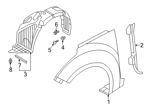 2012 Hyundai Veloster Fender & Components Front Wheel Guard Assembly, Left Diagram for 86811-2V000