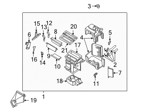 1998 Nissan Frontier Heater Core & Control Valve Heating Unit Assy-Front Diagram for 27110-3S500