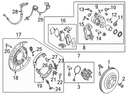 2018 Genesis G80 Parking Brake Shoe & Lining Kit-Rear Parking Brake Diagram for 58305-B1A51