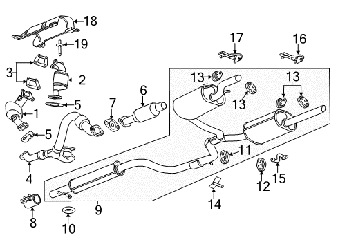 2012 Chevrolet Impala Exhaust Components Center Pipe Clamp Diagram for 92202996