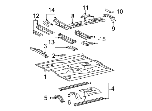 2007 Toyota Avalon Pillars, Rocker & Floor - Floor & Rails Floor Side Rail Diagram for 57419-07040