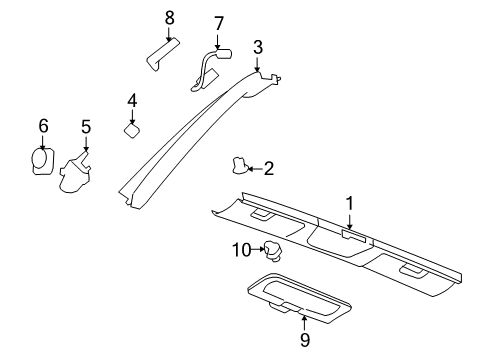 2007 Pontiac Solstice Interior Trim - Roof Molding Asm-Windshield Side Garnish *Gray A Diagram for 25855769