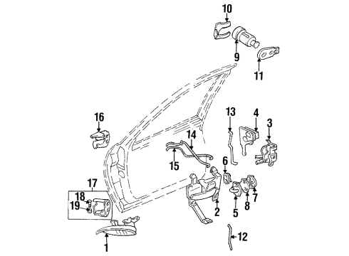 2000 Chevrolet Lumina Front Door - Lock & Hardware Handle Asm-Front Side Door Outside *Jspr Grain Metal Diagram for 10279056