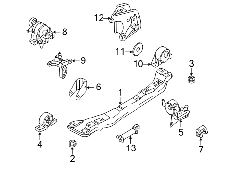 2004 Nissan Sentra Engine & Trans Mounting Engine Mounting Bracket Diagram for 11231-4Z800