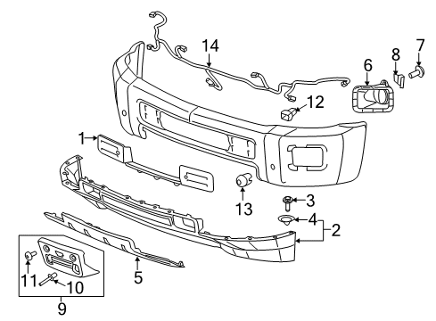 2015 Chevrolet Silverado 3500 HD Front Bumper Park Sensor Bracket Diagram for 23276812