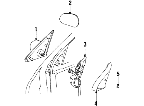 1996 Ford Contour Outside Mirrors Mirror Glass Diagram for F5RZ17K707D