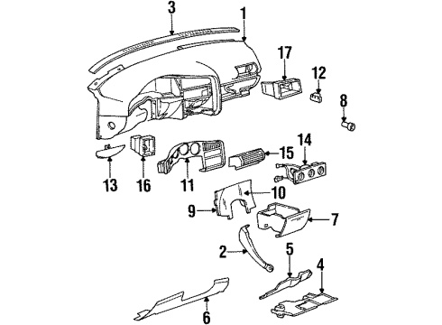 1994 Oldsmobile Achieva Instrument Panel Bolster Asm-Instrument Panel Driver Knee Diagram for 22593666