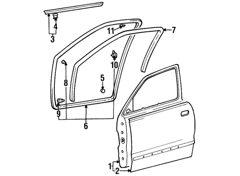 1998 Hyundai Accent Door & Components Weatherstrip Assembly-Front Door Belt Outside LH Diagram for 82210-22200