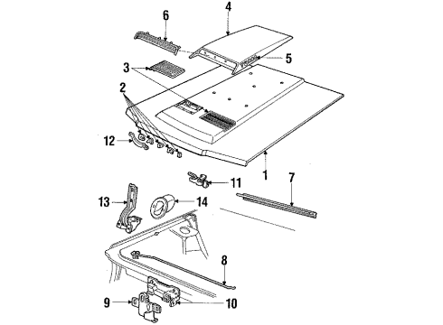 1985 Mercury Capri Hood & Components Latch Diagram for E6DZ-16700-A