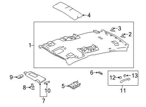 2020 Toyota Avalon Interior Trim - Roof Grip Handle Diagram for 74610-06120-B1