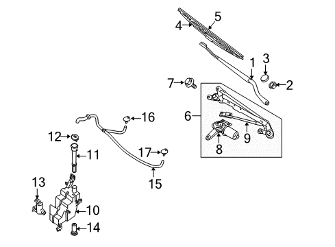 2009 Nissan Quest Wiper & Washer Components Windshield Wiper Arm Assembly Diagram for 28886-5Z000