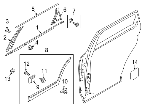 2017 Kia Sorento Exterior Trim - Rear Door Clip-Side SILL MOULDING Diagram for 87756C5000