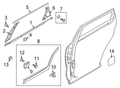 2017 Kia Sorento Exterior Trim - Rear Door MOULDING Assembly-Rear Door Diagram for 83850C5000