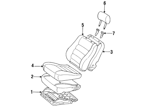 1997 Toyota Corolla Front Seat Components Seat Back Cover Pad Diagram for 71553-12290