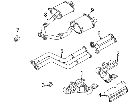 2001 BMW Z3 Exhaust Manifold Rear Muffler Left Diagram for 18101404317
