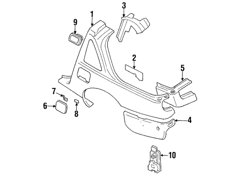 1993 Nissan 300ZX Quarter Panel & Components Base Filler Lid Diagram for 78120-32P01