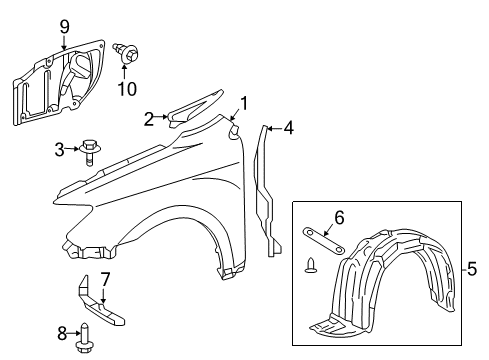 2016 Scion tC Fender & Components Fender Liner Diagram for 53875-21110