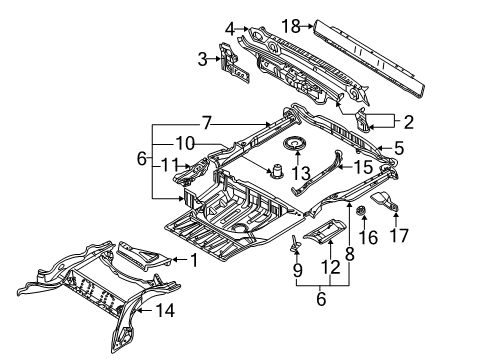 1999 BMW 540i Rear Body Left Side Member Diagram for 41118209483