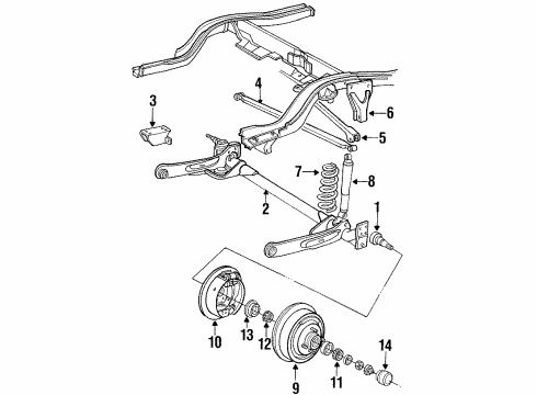 1993 Chrysler LeBaron Rear Brakes Shock Abs Diagram for 4694773